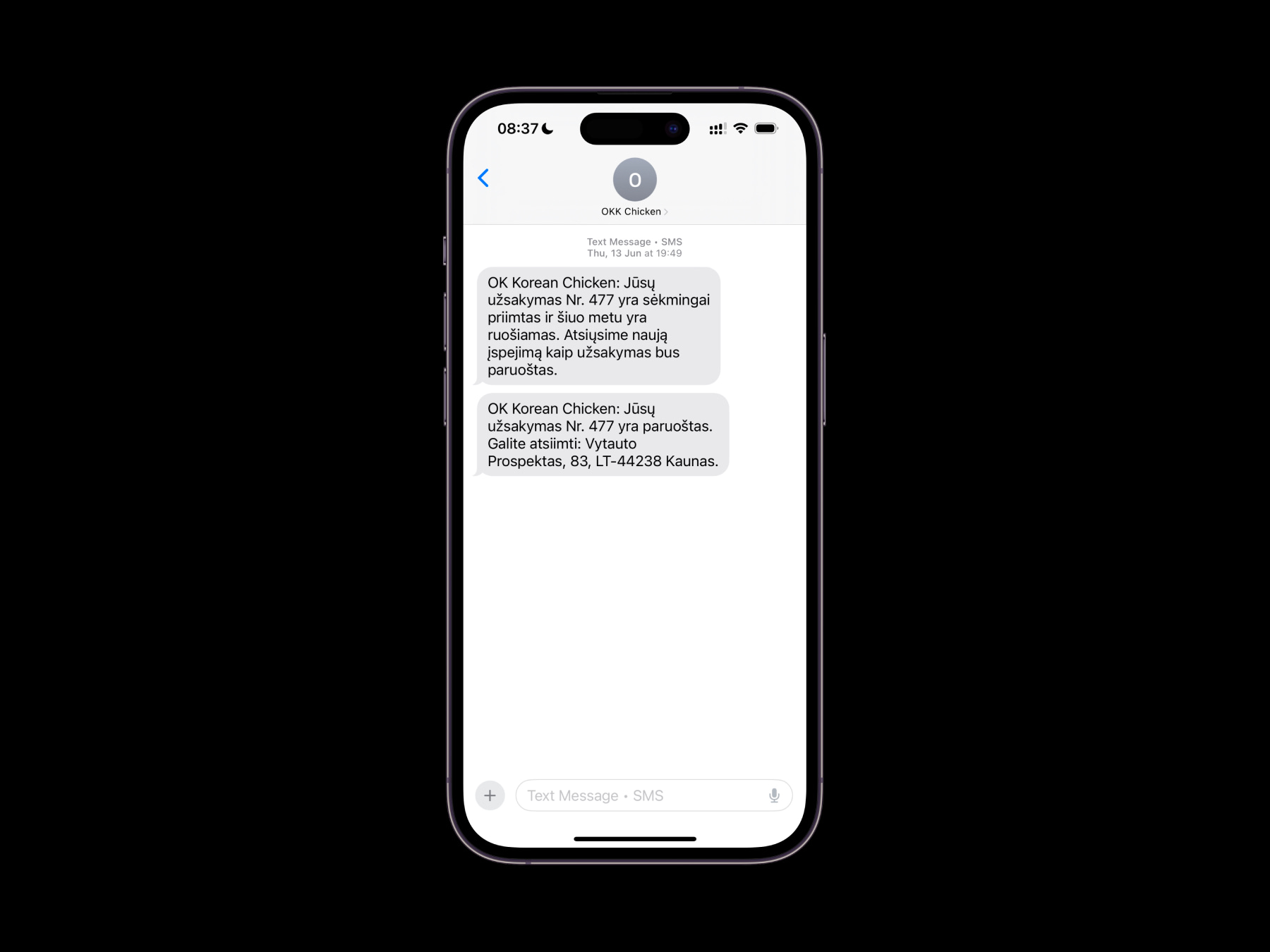 OK Korean Chicken - SMS iPhone