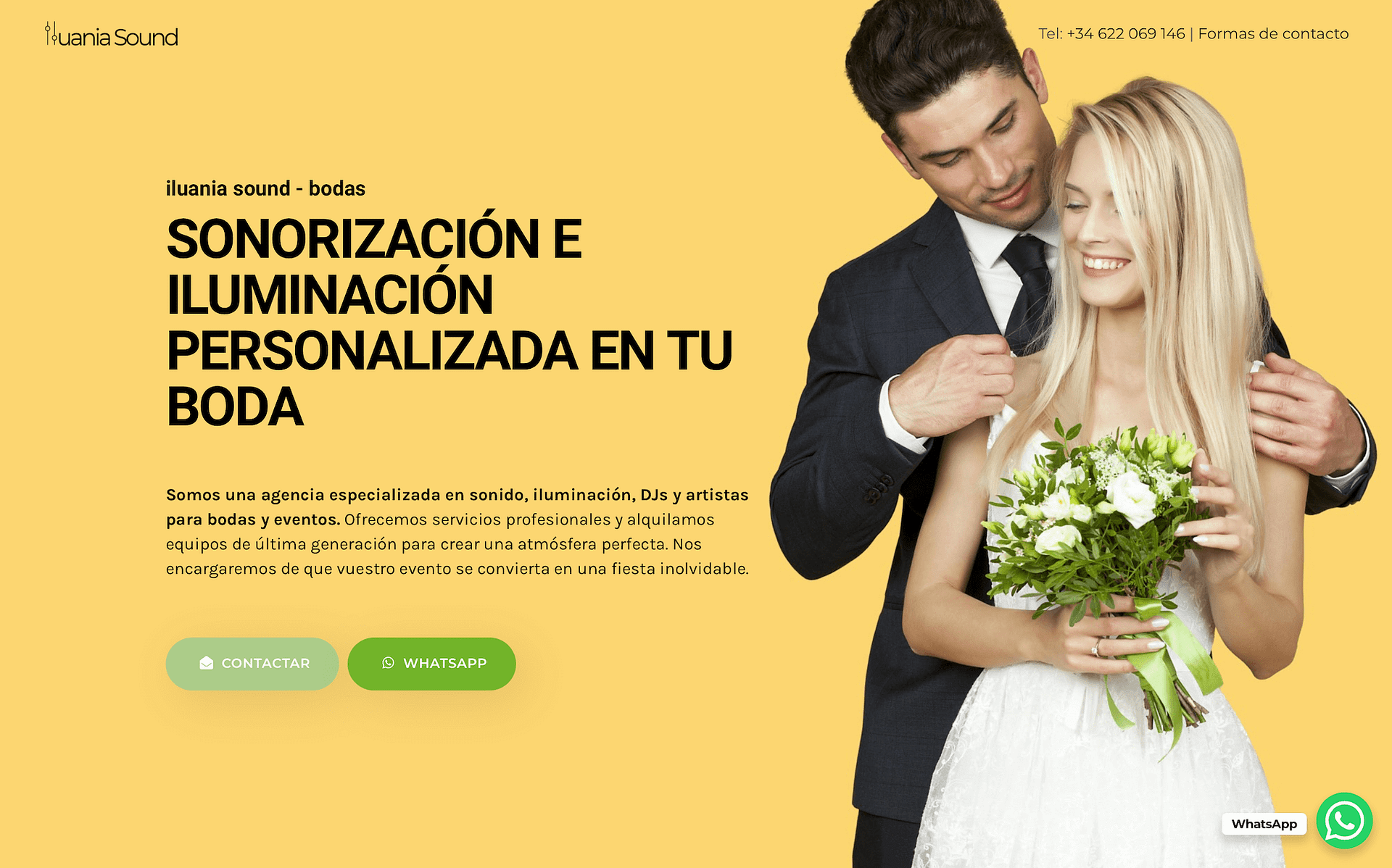 Modern web design for a Spanish sound company designed by Alex